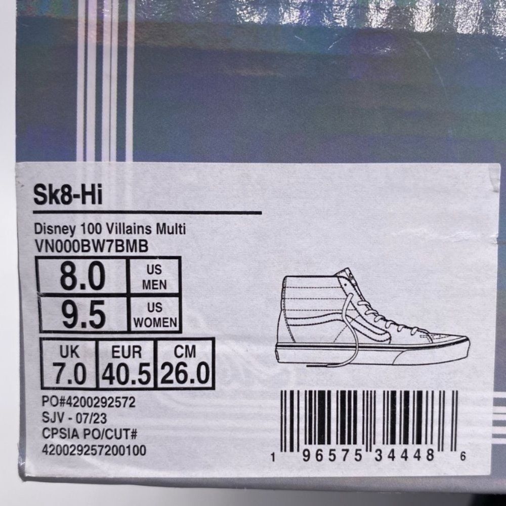 Vans x Disney Sk8-Hi Disney 100 'Villains' Women's Shoes Sneakers | Size: 9.5 - Picture 15 of 16